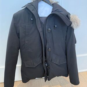 Canada Goose Black Puffer Jacket with Fur Trim
